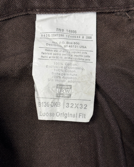Carhartt Brown Loose Original Fit Double Knee Work Pants with Work Stains