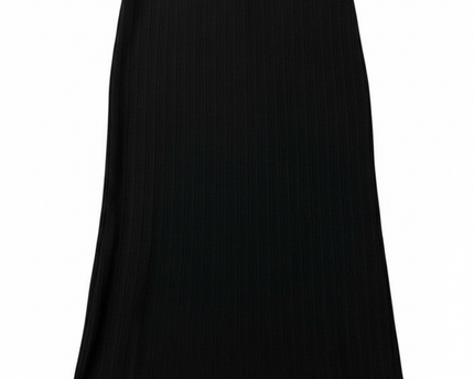 C&A Black Ribbed with Side Slit Midi Skirt