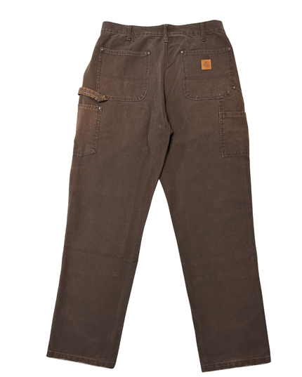 Carhartt Brown Loose Original Fit Double Knee Work Pants with Work Stains