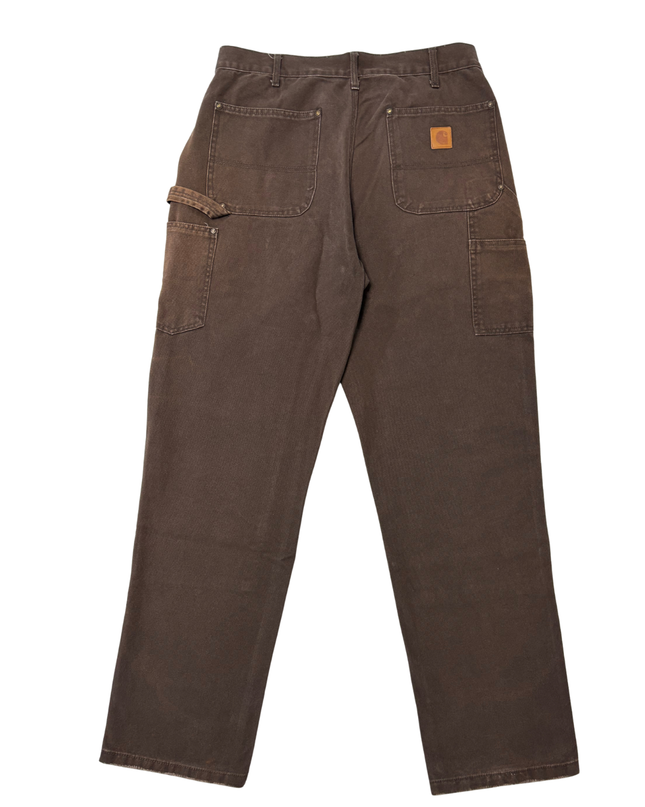Carhartt Brown Loose Original Fit Double Knee Work Pants with Work Stains