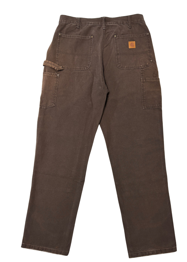 Carhartt Brown Loose Original Fit Double Knee Work Pants with Work Stains