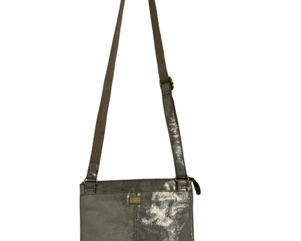 Fossil Metallic Silver Bronze Pebbled Small Crossbody Bag