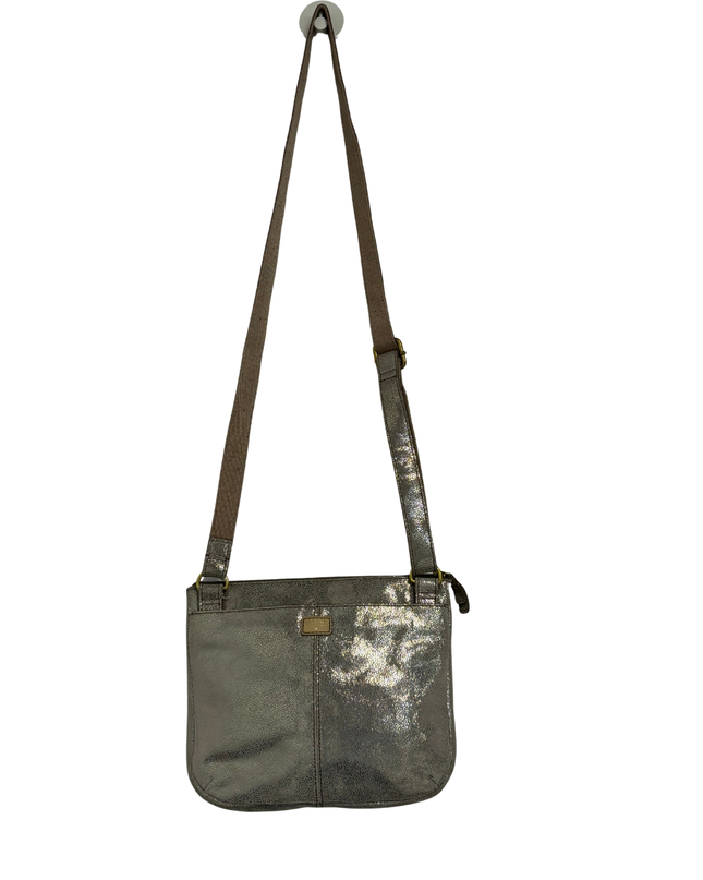 Fossil Metallic Silver Bronze Pebbled Small Crossbody Bag