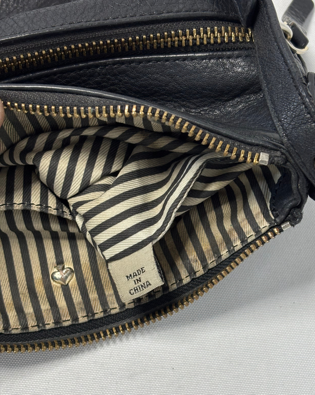 Kate Spade New York Black Pebbled Leather Double Zip Crossbody Bag