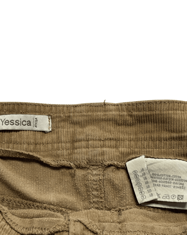 Yessica Utility Style Brown Corduroy Midi Cargo Skirt