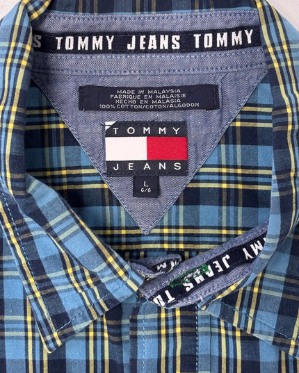 Tommy Jeans Blue & Yellow Plaid Long-Sleeve Button-Up Shirt