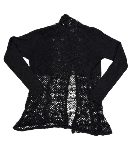 Belldini Sheer Knit & Crochet Black Open Cardigan - M