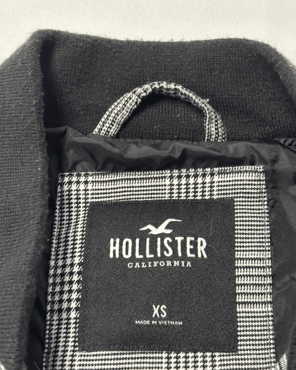 Hollister Plaid Full-Zip Grey and Black Bomber Jacket