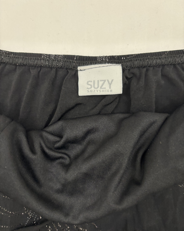 Suzy Shier Y2K Black Metallic Halter Top - XXS