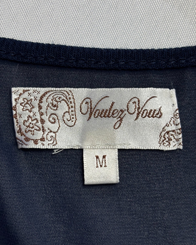 Voulez Vous Navy Blue Studded Dolman Sleeve Draped Top