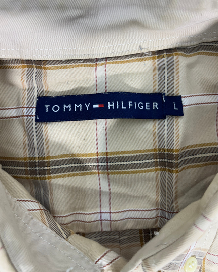 Tommy Hilfiger Beige Plaid Button-Down Shirt - L