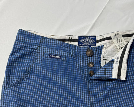 Superdry Blue Checkered Grid Pattern Shorts