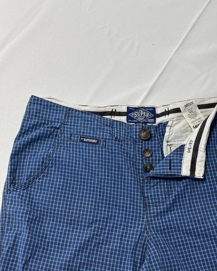 Superdry Blue Checkered Grid Pattern Shorts