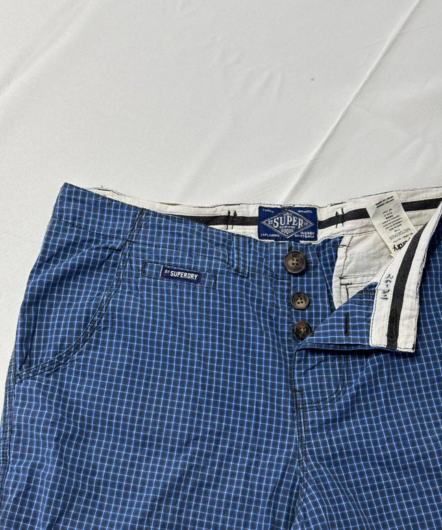 Superdry Blue Checkered Grid Pattern Shorts