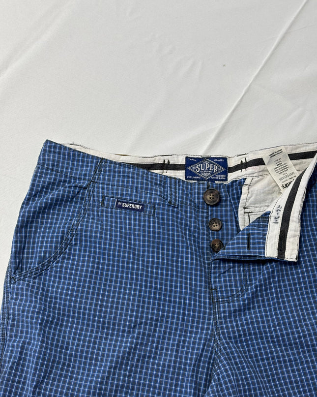 Superdry Blue Checkered Grid Pattern Shorts