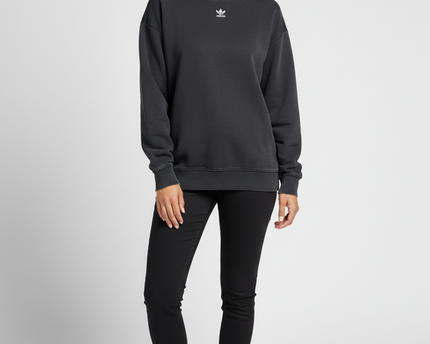 Adidas Originals Black Essential Trefoil Crewneck Sweatshirt