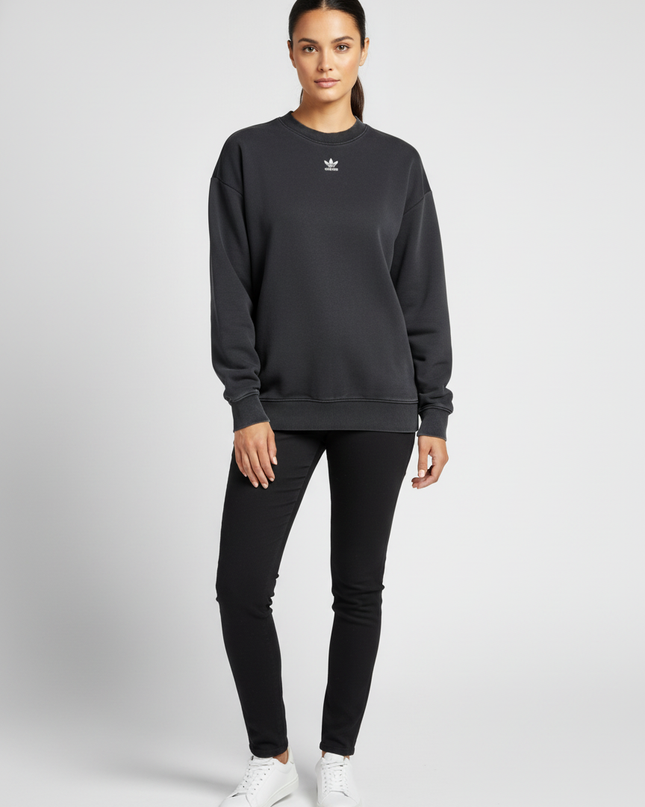 Adidas Originals Black Essential Trefoil Crewneck Sweatshirt
