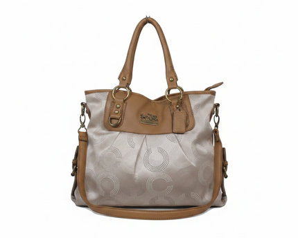 Coach Beige Signature Sateen Satchel Bag