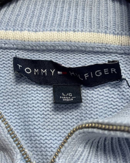 Tommy Hilfiger Light Blue Quarter-Zip Knit Sweater