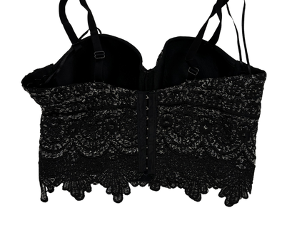 It Girl Y2K Black Lace Bustier Crop Top - XXS