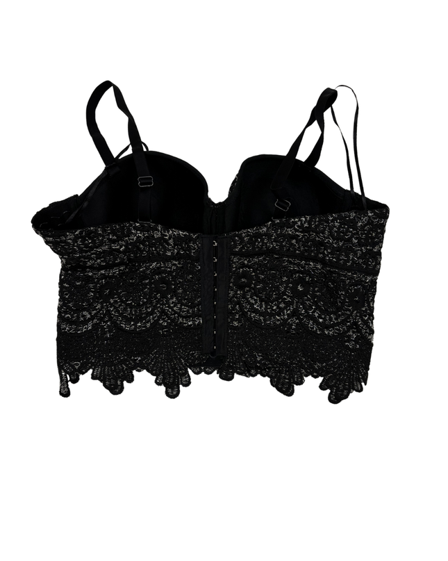 It Girl Y2K Black Lace Bustier Crop Top - XXS