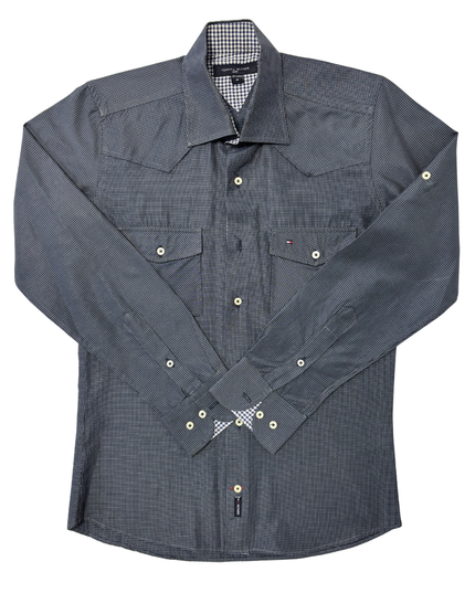 Tommy Hilfiger Sport Navy Micro Check Western Button-Up Shirt