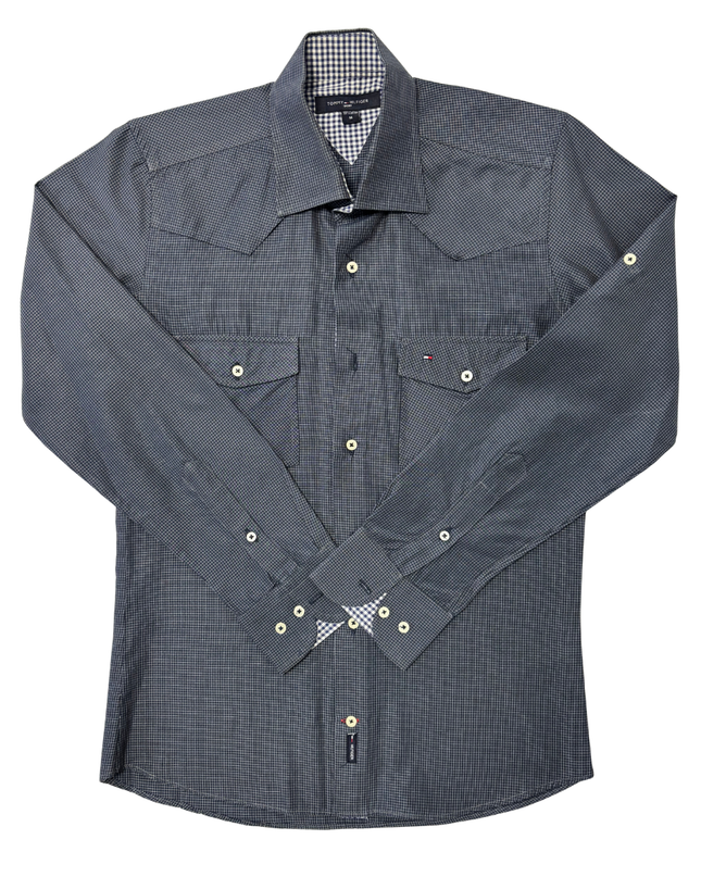 Tommy Hilfiger Sport Navy Micro Check Western Button-Up Shirt