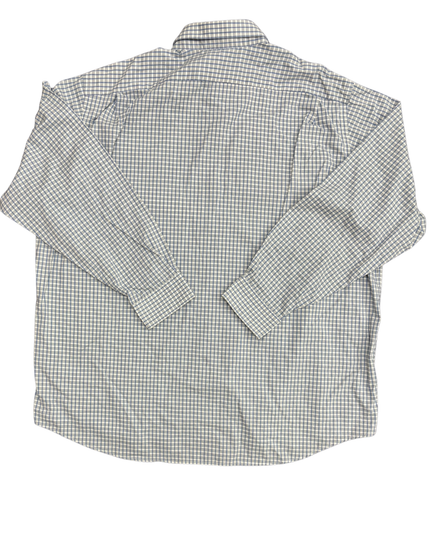Lacoste Blue & White Gingham Check Long Sleeve Shirt - XXL