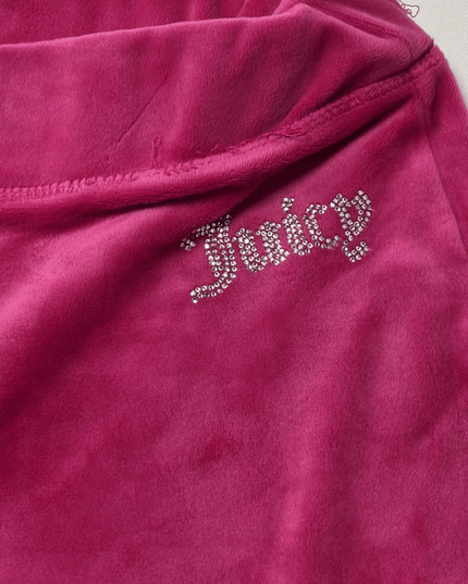 Juicy Couture Fuchsia Pink Rhinestone Velour Track Pants