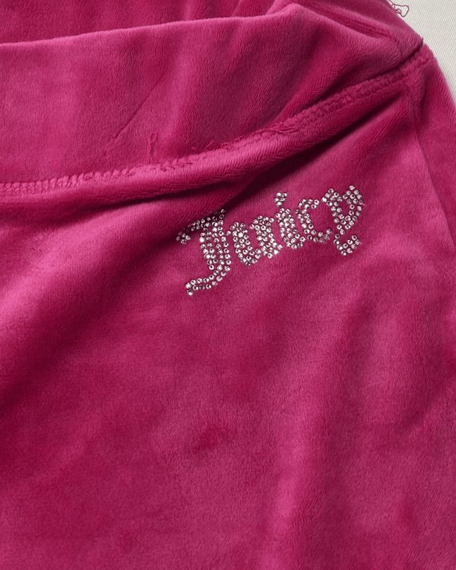 Juicy Couture Fuchsia Pink Rhinestone Velour Track Pants