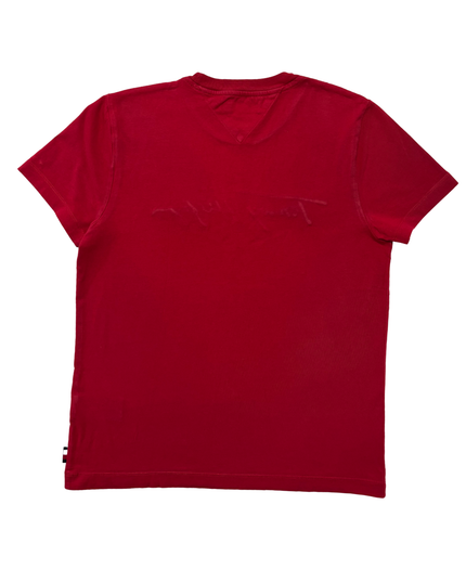 Tommy Hilfiger Script Logo Red Cotton Embroidered T-Shirt - S