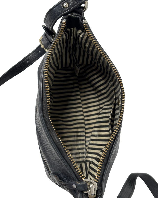 Kate Spade New York Black Pebbled Leather Double Zip Crossbody Bag