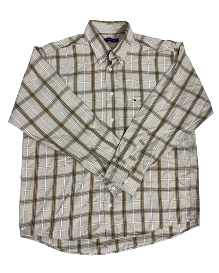 Tommy Hilfiger Beige Plaid Button-Down Shirt - L
