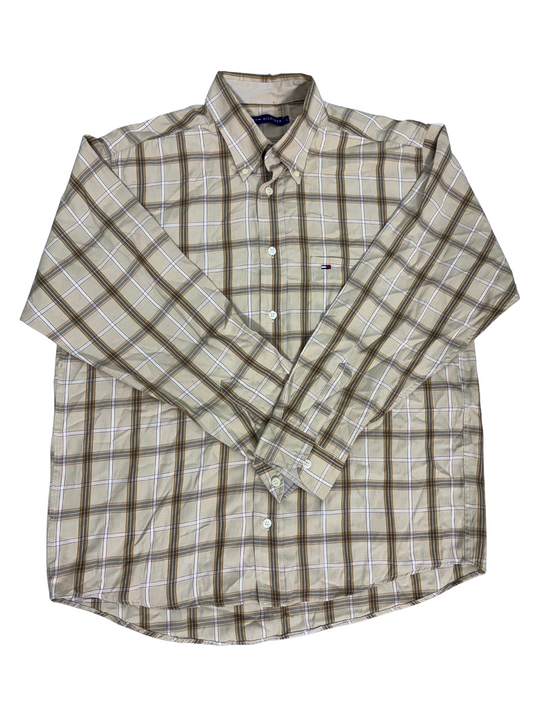 Tommy Hilfiger Beige Plaid Button-Down Shirt - L