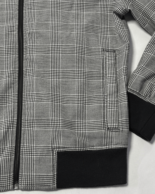 Hollister Plaid Full-Zip Grey and Black Bomber Jacket