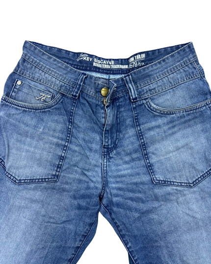 Tom Tailor Baggy Fit Denim Shorts – Light Wash Utility Style- M | Waist: 32
