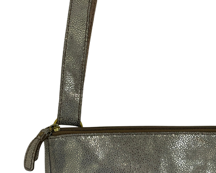 Fossil Metallic Silver Bronze Pebbled Small Crossbody Bag