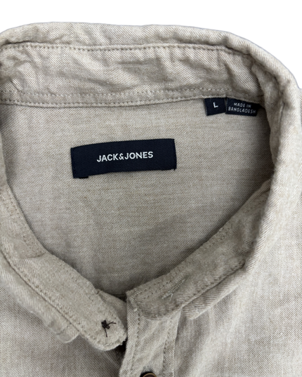 Jack & Jones Sand Beige Casual Long Sleeve Shirt - M