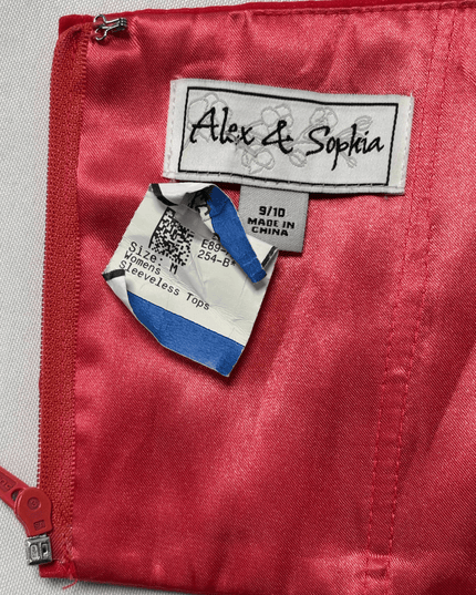 Alex & Sophia Embellished Red Halter Top