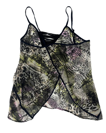 Bershka Animal Print Sheer Layered Cami Top - XXS