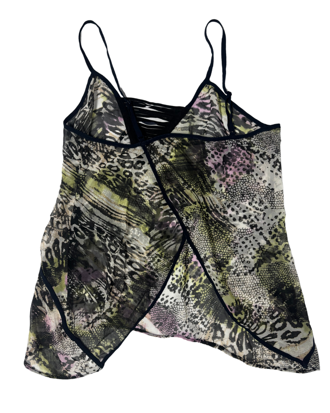 Bershka Animal Print Sheer Layered Cami Top - XXS