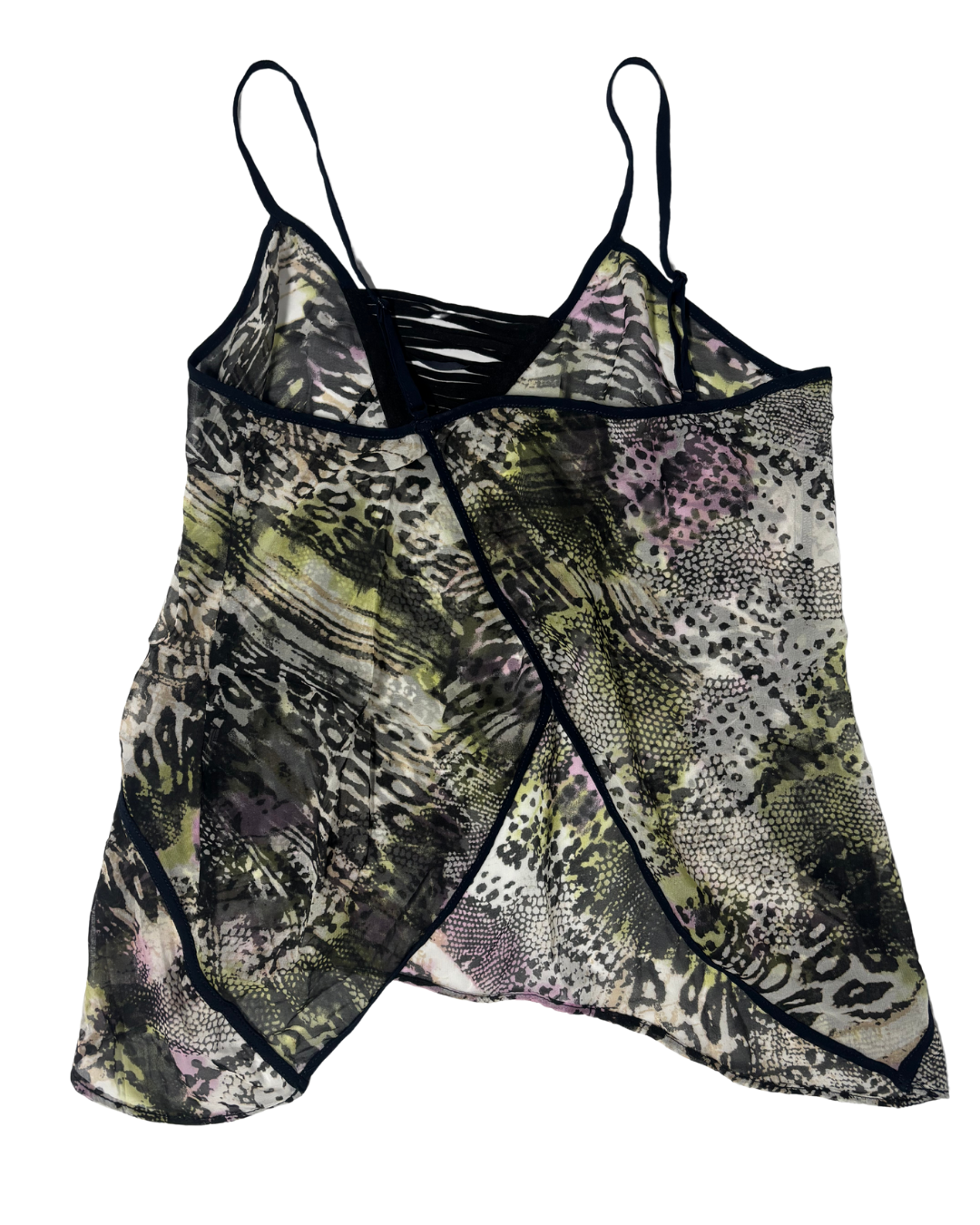 Bershka Animal Print Sheer Layered Cami Top - XXS