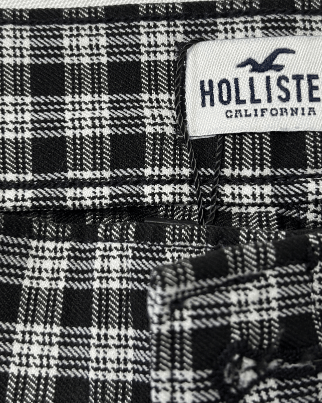 Hollister California Black & White Check Kick Flare Trousers