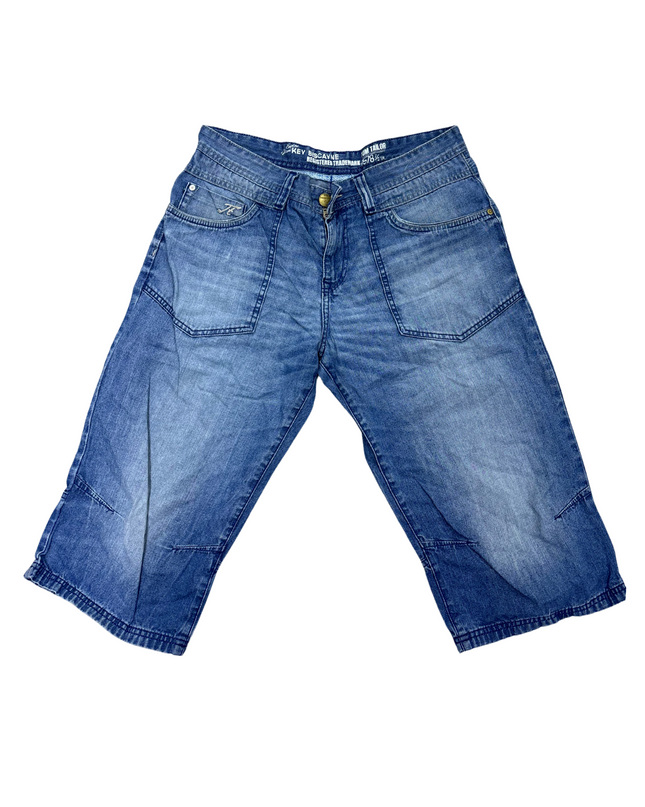 Tom Tailor Baggy Fit Denim Shorts – Light Wash Utility Style- M | Waist: 32