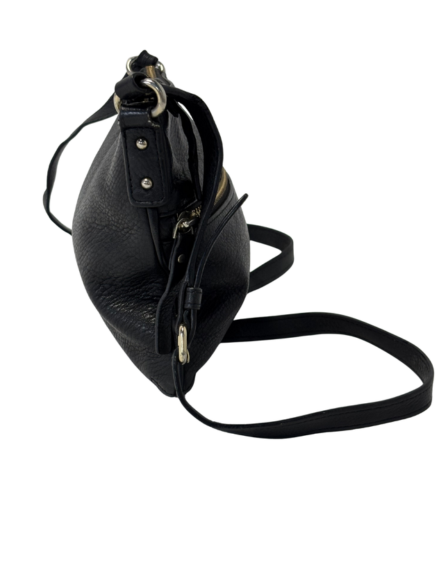 Kate Spade New York Black Pebbled Leather Double Zip Crossbody Bag