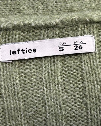 Lefties Green Ribbed Knit V-Neck Cardigan
