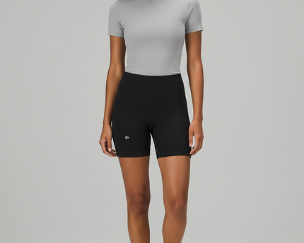 Lululemon Black High-Rise Ribbed Seamless Sports Shorts