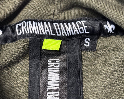 Criminal Damage Olive Green Dragon Graphic Hoodie