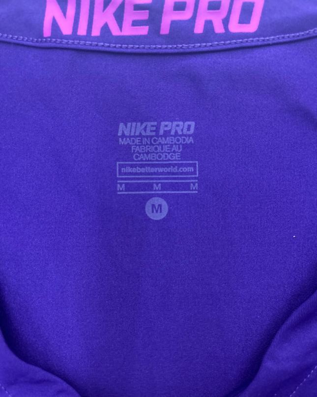 Nike Pro Purple V-Neck Women Tee - XS