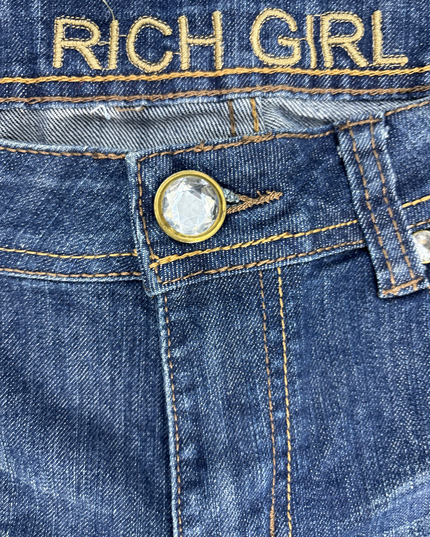 Embellished Skinny Jeans - Dark Blue - L | Waist: 31"